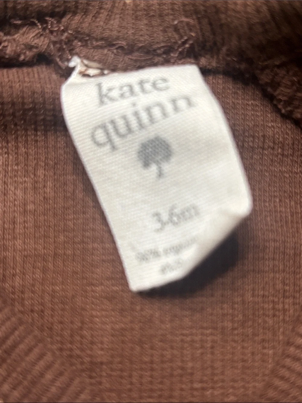 Kate Quinn Brown Long Sleeve Onesie Organic Cotton Gender Neutral 3-6 Months